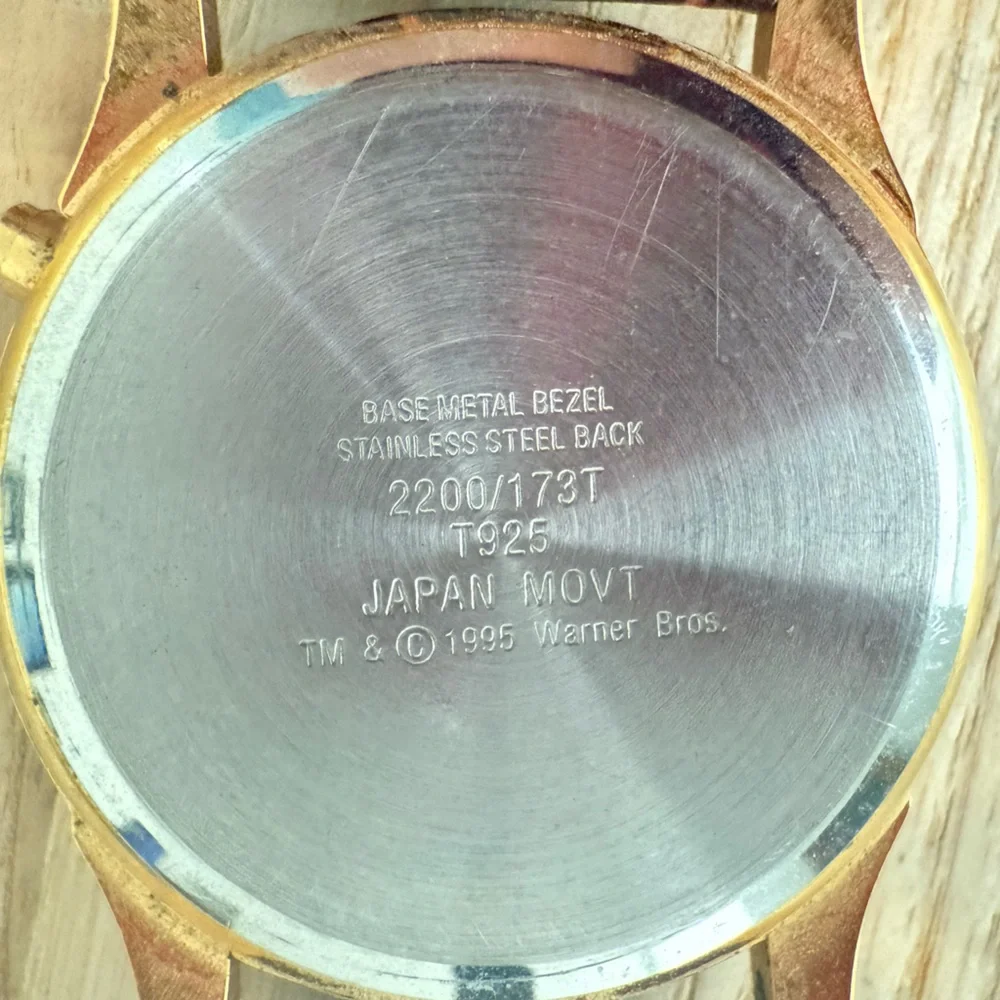 Vintage Armitron Warner bros looney tunes Taz brown leather watch NEW BATTERY